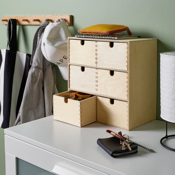 MOPPE Mini chest of drawers, birch plywood, 31x18x32 cm