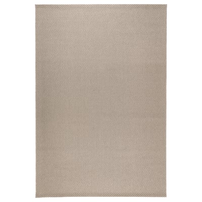 A flat-woven MORUM rug in a neutral color, suitable for indoor and outdoor use.