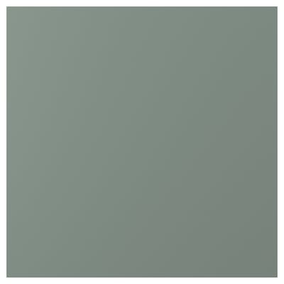 Grey-green square NICKEBO cabinet door, smooth matt finish, modern straight edges.