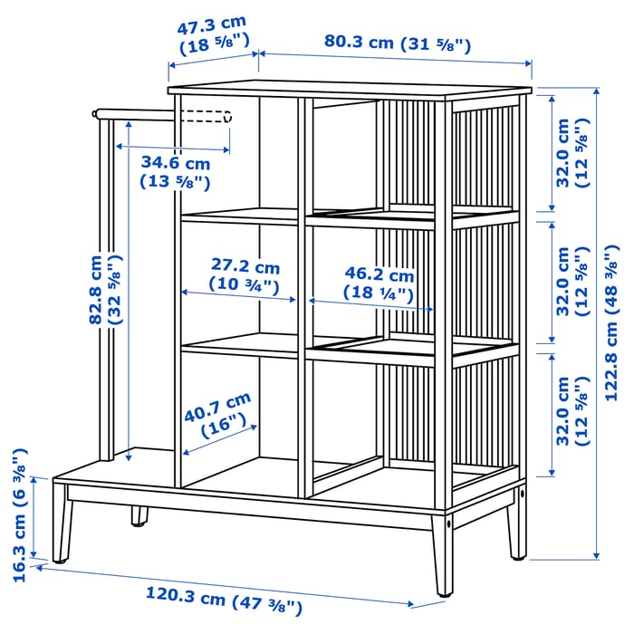 NORDKISA open wardrobe with sliding door, bamboo, 120x123 cm IKEA Finland