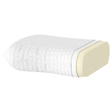 Image shows a supportive, ergonomic pillow with a quilted white cover and a foam filling.