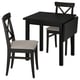 Option: NORDVIKEN black drop-leaf table and chairs. Compact design, perfect for small spaces.