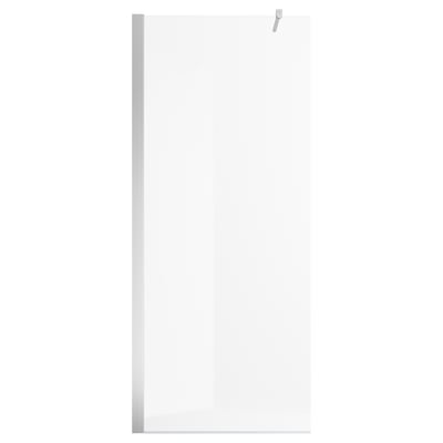 OPPEJEN clear glass shower screen, wall or ceiling mount, aluminum frame.