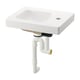 Option: Modern white wall-mounted sink, minimalist design, integrated strainer, durable ceramic material.