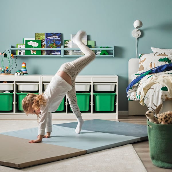 PASSBIT Folding gym mat, blue, 120x225 cm