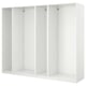 White PAX wardrobe frame, modern minimalist design, made of particleboard.