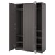 Option: Dark grey, opened storage wardrobe with shelves and hanging rail.