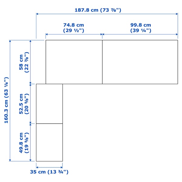 Illustration with measurements for the product: PAX.
