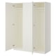 A white ikea PAX wardrobe with two open doors revealing empty space inside.