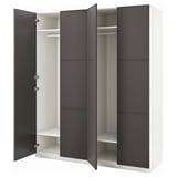PAX wardrobe: modern black and white, tall, rectangular, multi-door storage unit with sliding doors for minimalist design and efficient space use.