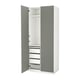 Option: PAX wardrobe in light blue, featuring adjustable shelves and drawers, with a sleek, modern design.