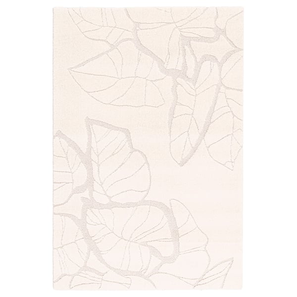 Light beige PELARKÖRSBÄR rug with 3d leaf pattern, soft texture, ideal for cosy rooms.