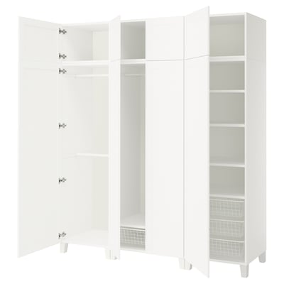 A white PLATSA storage unit with multiple shelves and compartments. It adjustable interiors for organized storage.