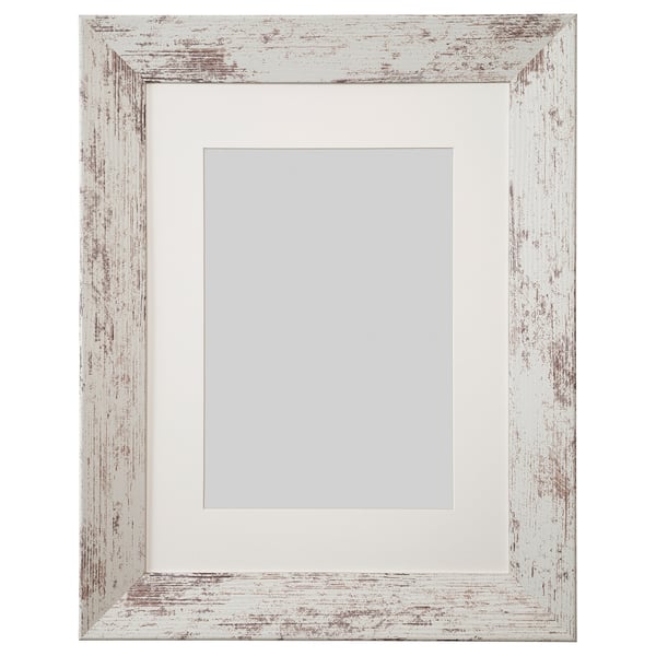 PLOMMONTRÄD white wooden frame, rustic finish, square shape, fits various picture sizes.