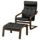 POÄNG Armchair and footstool, walnut effect/Grann black