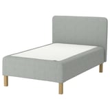 RÅHOLMAR Pocket spring mattress bse, 5 zones, incl leg and headboard firm/Tibbleby beige/grey, 140x200 cm