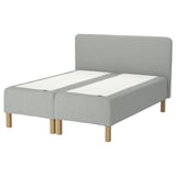 RÅHOLMAR Pocket spring mattress bse, 5 zones, incl leg and headboard firm/Tibbleby beige/grey, 160x200 cm