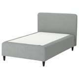 RÅHOLMAR Pocket spring mattress bse, 5 zones, incl leg and headboard firm/Tibbleby beige/grey, 120x200 cm