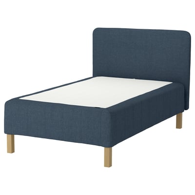 RÅHOLMAR Pocket spring mattress bse, 5 zones, incl leg and headboard medium firm/Kilanda dark blue, 120x200 cm