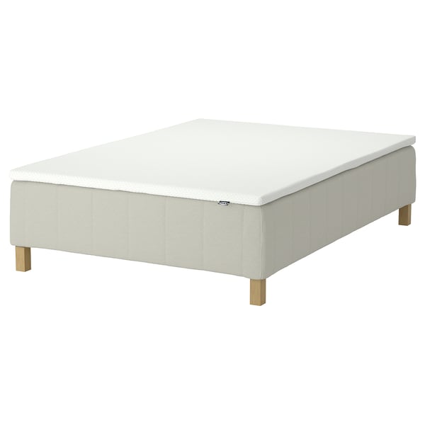RÅHOLMAR Pocket spring mattress bse, 5 zones, incl leg and mattress pad firm/Knisa light beige Nordberget, 140x200 cm