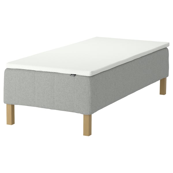RÅHOLMAR Pocket spring mattress bse, 5 zones, incl leg and mattress pad firm/Tibbleby beige/grey Nordberget, 90x200 cm