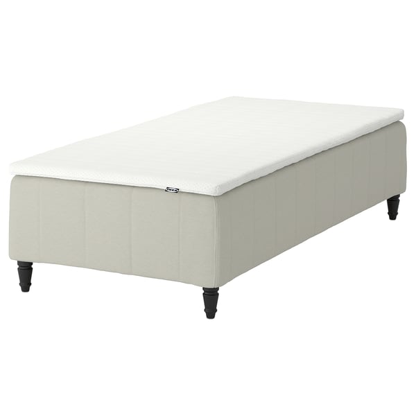 RÅHOLMAR white mattress by IKEA, rectangular with 5 comfort zones, plush texture, and black legs.