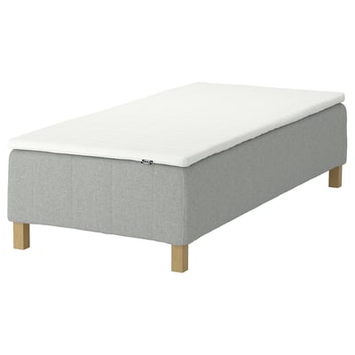 RÅHOLMAR Pocket spring mattress bse, 5 zones, incl leg and mattress pad medium firm/Tibbleby beige/grey Nisseholm, 80x200 cm