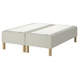 RÅHOLMAR white bed base, upholstered, rectangular design with wooden legs.