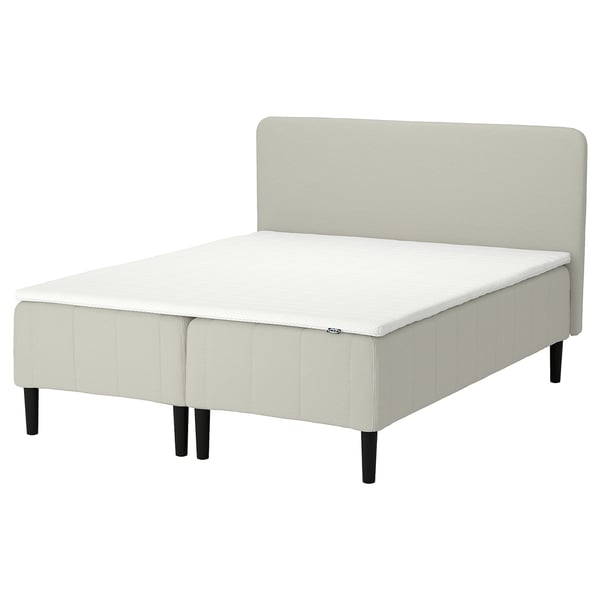 RÅHOLMAR Pocket spring mattress bse, 5 zones, incl leg, mattress pad and headboar firm/Knisa light beige Nisseholm, 160x200 cm