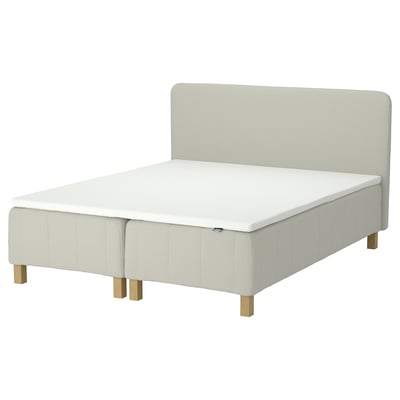RÅHOLMAR Pocket spring mattress bse, 5 zones, incl leg, mattress pad and headboar firm/Knisa light beige Nordberget, 160x200 cm