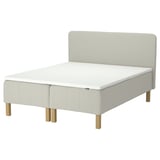 RÅHOLMAR bed, white, upholstered, wooden legs, memory foam mattress.