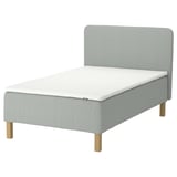 RÅHOLMAR Pocket spring mattress bse, 5 zones, incl leg, mattress pad and headboar medium firm/Tibbleby beige/grey Nisseholm, 140x200 cm