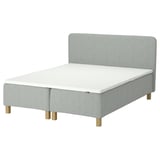 RÅHOLMAR Pocket spring mattress bse, 5 zones, incl leg, mattress pad and headboar medium firm/Tibbleby beige/grey Nordberget, 160x200 cm