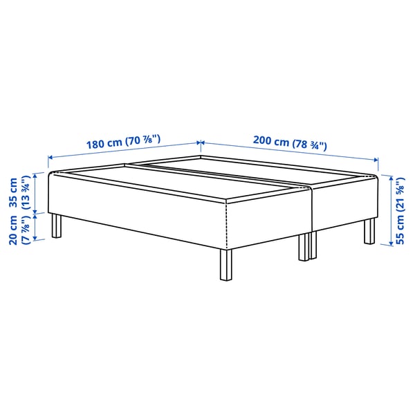 RÅHOLMAR Pocket spring mattress bse, 5 zones, incl leg medium firm/Kilanda dark blue, 180x200 cm