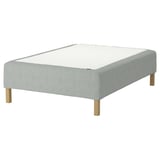 RÅHOLMAR Pocket spring mattress bse, 5 zones, incl leg medium firm/Tibbleby beige/grey, 140x200 cm