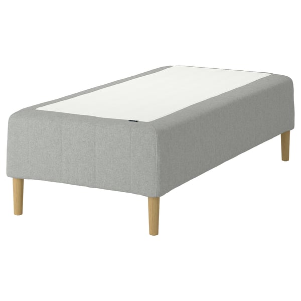 RÅHOLMAR Pocket spring mattress bse, 5 zones, incl leg medium firm/Tibbleby beige/grey, 90x200 cm
