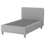 RENFJÄLLET Pocket spring mattress base, incl leg and headboard medium firm/Tibbleby beige/grey, 120x200 cm