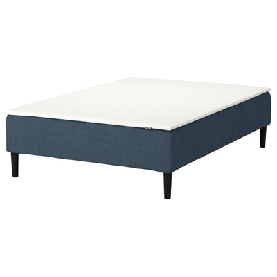 RENFJÄLLET Pocket spring mattress base, incl leg and mattress pad firm/Kilanda dark blue Näsfjället, 140x200 cm