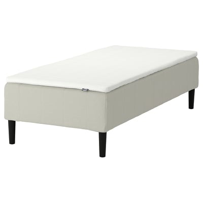 RENFJÄLLET white mattress, rectangular, upholstered, dark legs, pocket springs.