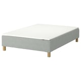 RENFJÄLLET Pocket spring mattress base, incl leg and mattress pad firm/Tibbleby beige/grey Näsfjället, 140x200 cm