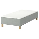 RENFJÄLLET Pocket spring mattress base, incl leg and mattress pad firm/Tibbleby beige/grey Näsfjället, 90x200 cm
