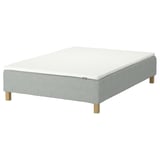 RENFJÄLLET Pocket spring mattress base, incl leg and mattress pad firm/Tibbleby beige/grey Nisseholm, 140x200 cm
