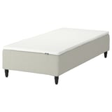 RENFJÄLLET white mattress, firm feel, upholstered, four black legs.