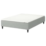 RENFJÄLLET Pocket spring mattress base, incl leg and mattress pad medium firm/Tibbleby beige/grey Näsfjället, 140x200 cm