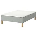 RENFJÄLLET Pocket spring mattress base, incl leg and mattress pad medium firm/Tibbleby beige/grey Nisseholm, 140x200 cm