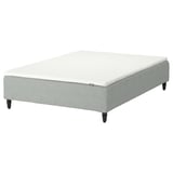 RENFJÄLLET Pocket spring mattress base, incl leg and mattress pad medium firm/Tibbleby beige/grey Nisseholm, 140x200 cm
