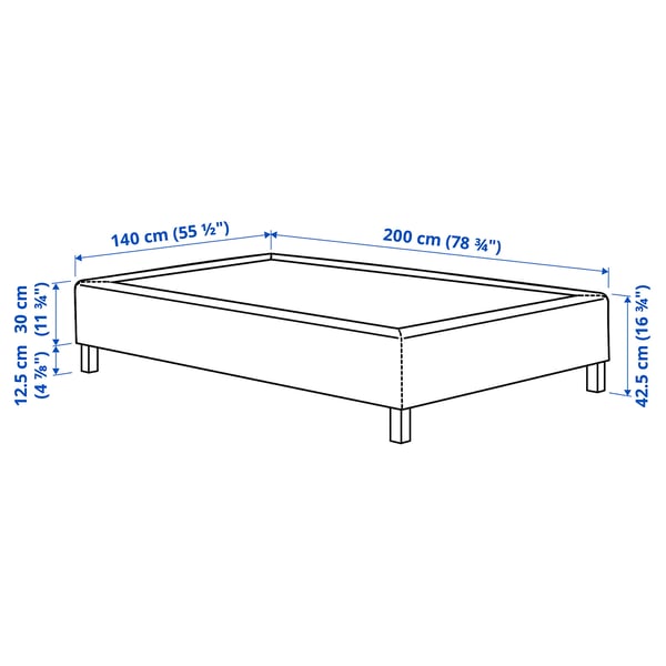 RENFJÄLLET Pocket spring mattress base, incl leg medium firm/Knisa light beige, 140x200 cm