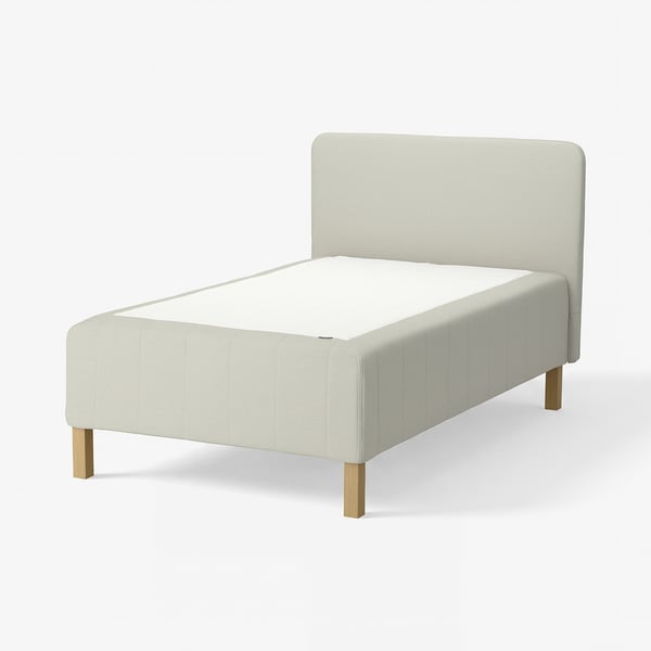 RISHÖJDEN Pocket spring mattress bse, 7 zones, incl leg and headboard firm/Knisa light beige, 140x200 cm