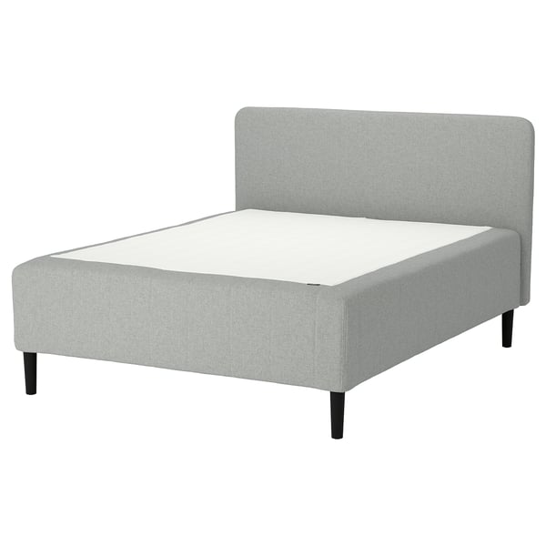 RISHÖJDEN Pocket spring mattress bse, 7 zones, incl leg and headboard firm/Tibbleby beige/grey, 160x200 cm