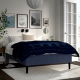 RISHÖJDEN Pocket spring mattress bse, 7 zones, incl leg and mattress pad firm/Kilanda dark blue Nyläget, 140x200 cm